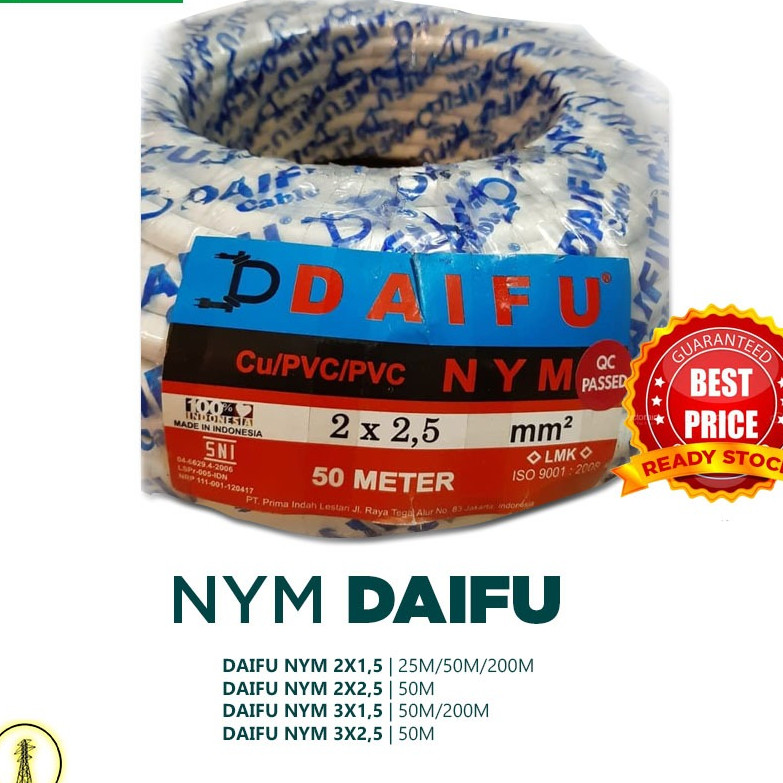 Kabel Listrik NYM 2x2,5mm 2x2.5 mm 50M DAIFU |Kabel NYM | SNICO