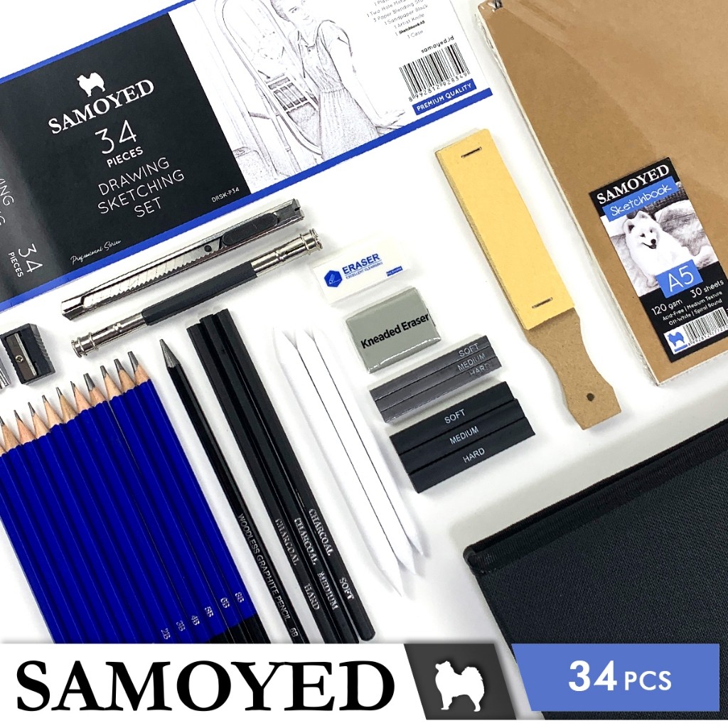 

JAMIN MURAH !!!Peralatan Pensil Gambar Sketsa / Professional Drawing Sketching Set Samoyed DRSK-P34(BISA LANGSUNG ORDER)