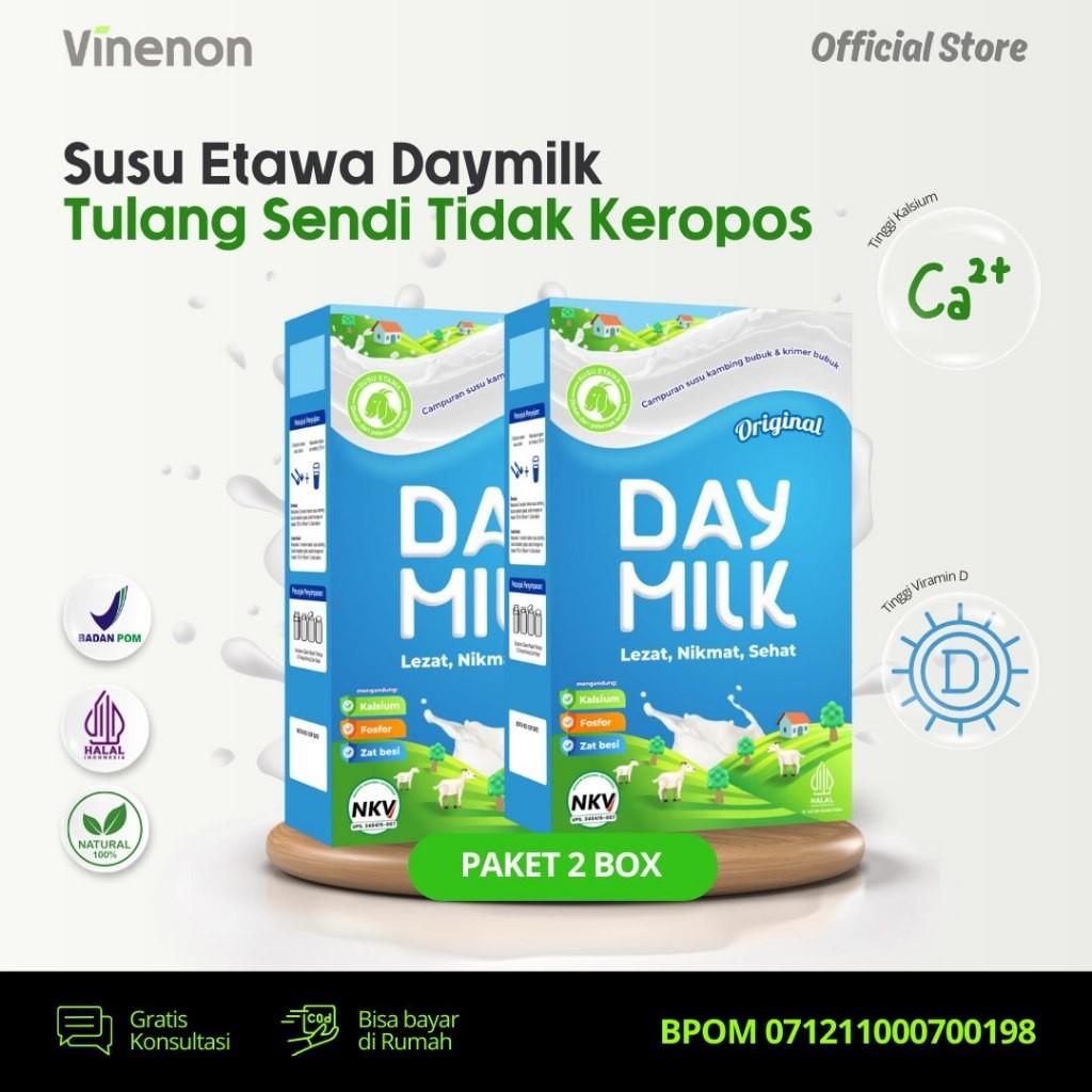 

DAYMILK 4 BOX - Susu Kambing Etawa Bantu Atasi Asam Lambung dan Nyeri Tulang/Sendi - Tinggi Kalsium