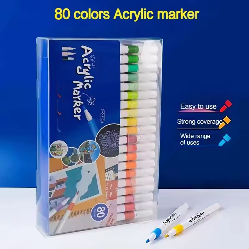 

MKL 24/36/48/60/80 Colors Pen Akrilik Marker Warna Cepat Kering Tahan Air / Spidol Acrylic Painter / Menggambar Kreativitas Seni Edukasi Anak Acrylic Marker Set Spidol Akrilik DIY Painting Spidol Pastel S151