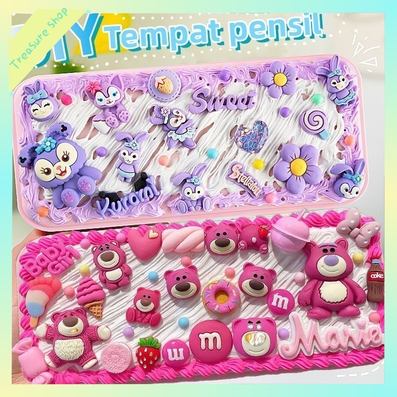 

DIY Kotak alat tulis kreatif lem krim /DIY Cream Clay Pencil Case / Mendekor Pencilcase / Kit Kotak Pensil DIY / Stationery Pake Handmade / DIY Pencilcase