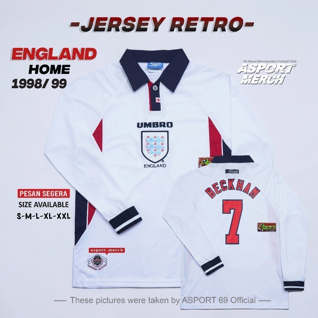 ASPORT LENGAN PANJANG INGGRIS RETRO HOME 1998 1999 LONGSLEEVE  INGGRIS 98 LS RETRO