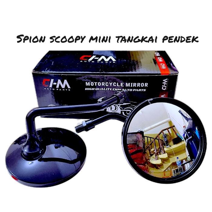 Spion Vespa Mini Classic Black Magic – Spion Bulat Besi Cembung Universal Motor - BLACK MINI BULAT, 