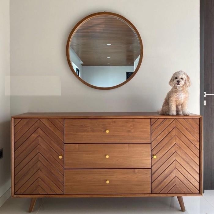 meja bufet buffet cabinet drawer minimalis kayu jati credenza tv kayu jati jepara - 120x40x80 cm