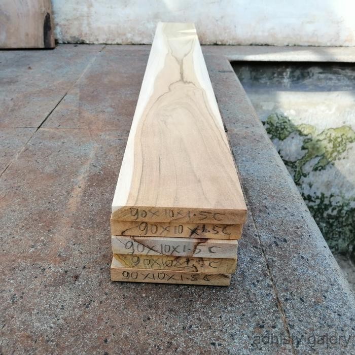 Papan Kayu Jati Asli 90x10x1.5cm Grade C