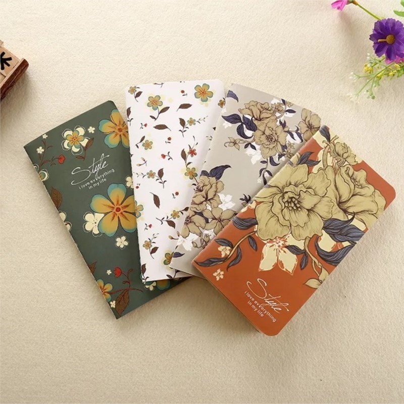 

A6 Vintage Flower Kids Drawing Graffiti Sketchbook Painting Art Sketch Book Kraft Blank Line Spiral Kids Notebook