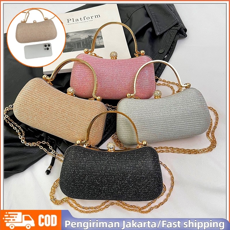 Tas Pesta Wanita Mewah Import Fashion Clutch Handbag Tas Bahu Elegan Dan Terbaru