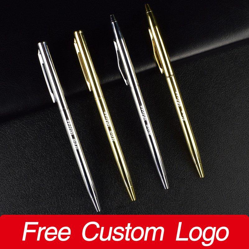 

Luxury Golden Silver Pen Metal Handle Ballpoint Pens Personalized Gift Custom LOGO School Stationary Office Supplies For Writing