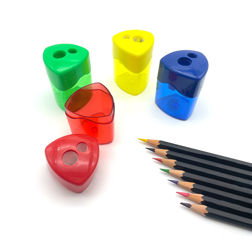 

1PC Triangular 4 Colors Classic Pencil Sharpener double hole s ool and office supplies 531AFor ildren Gift
