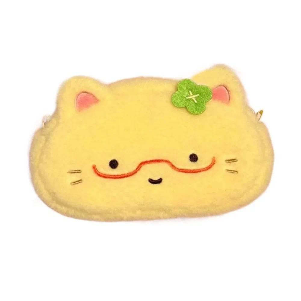 

Cute Omelette Kitten Pen Bag Plush Cartoon Pencil Case Multifunctional Large Capacity Stationery Bag School High Quality Gifts