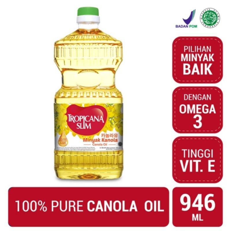 

NEW Tropicana slim Canola Oil Minyak Kanola 1 lt ( netto baru 946 ml 946ml )100%