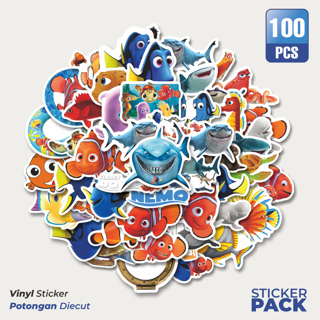 

100 PCS STIKER Kartun Nemo Sticker Waterproof Aesthetic- Untuk Laptop, Motor, dan Helm - Paper Stationery Pack