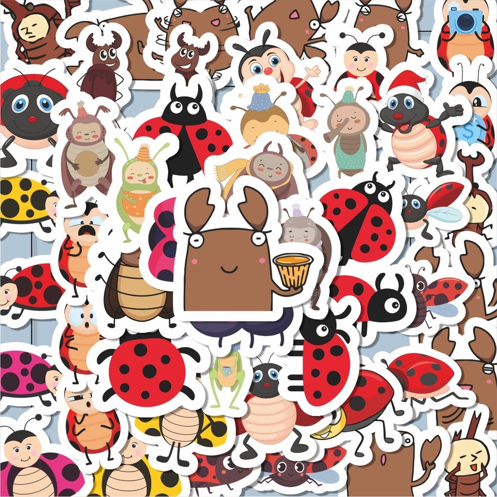 

100PCS Lucu Hewan Kumbang Sticker Stiker Aesthetic Stiker Anti Air Stikers Berperekat Waterproof sticker decal buat Motor Helm Buku Journal Koper Casing HP Laptop Botol Minum Hadiah anak