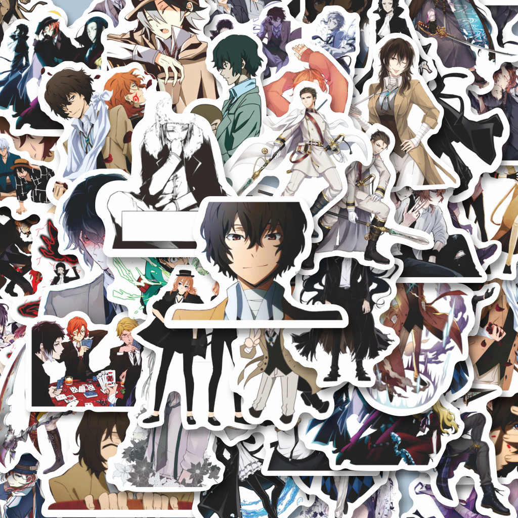 

100PCS Lucu Sticker Anime Bungo Stray Dogs (Bungō Sutorei Doggusu) Stiker Aesthetic Stiker Anti Air Stikers Berperekat Waterproof sticker decal buat Motor Helm Buku Journal Koper Casing HP Laptop Botol Minum Hadiah anak