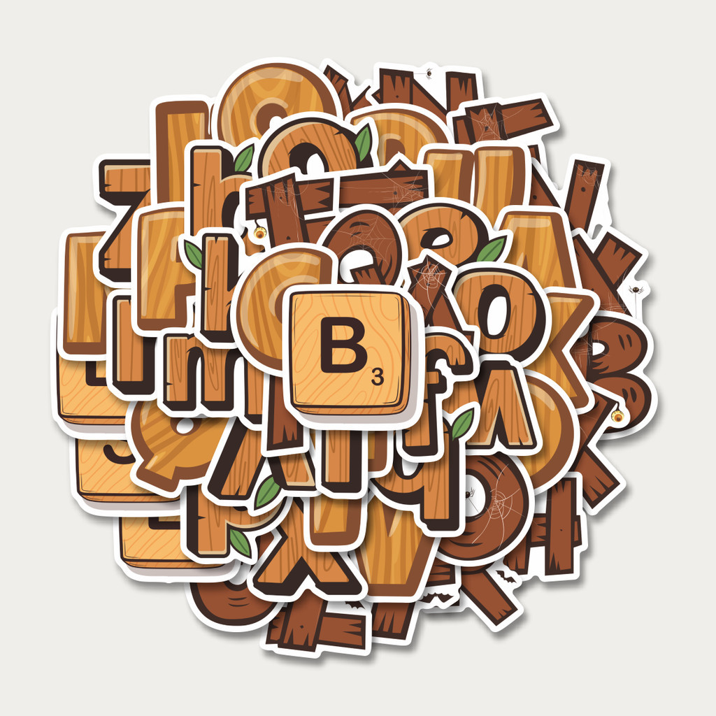 

Sticker Pack Stiker Alphabet Wood Stiker | Sticker TUMBLR | Stiker LAPTOP KOPER HELM