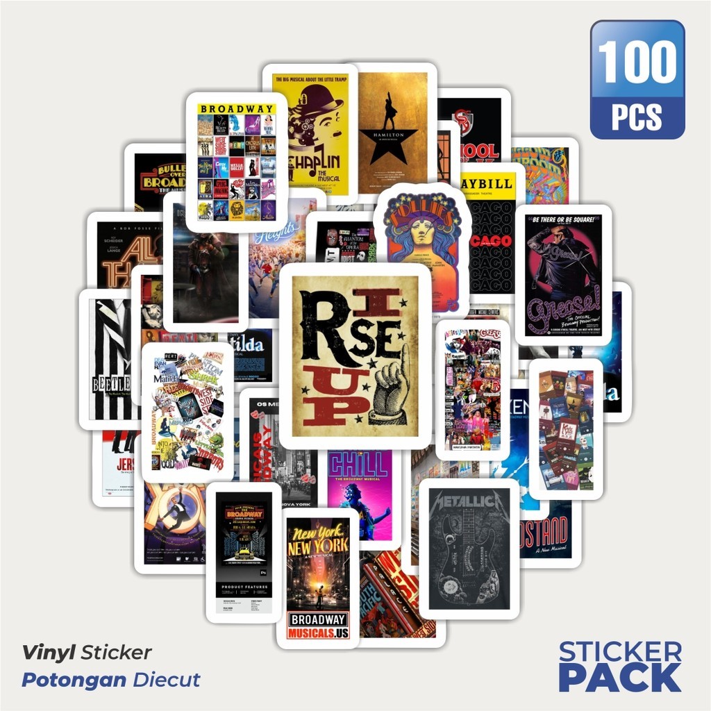 

MURAH 100 PCS Stiker Poster Band Musical Waterproof Aesthetic- Untuk Laptop, Motor, dan Helm - Paper Stationery Pack