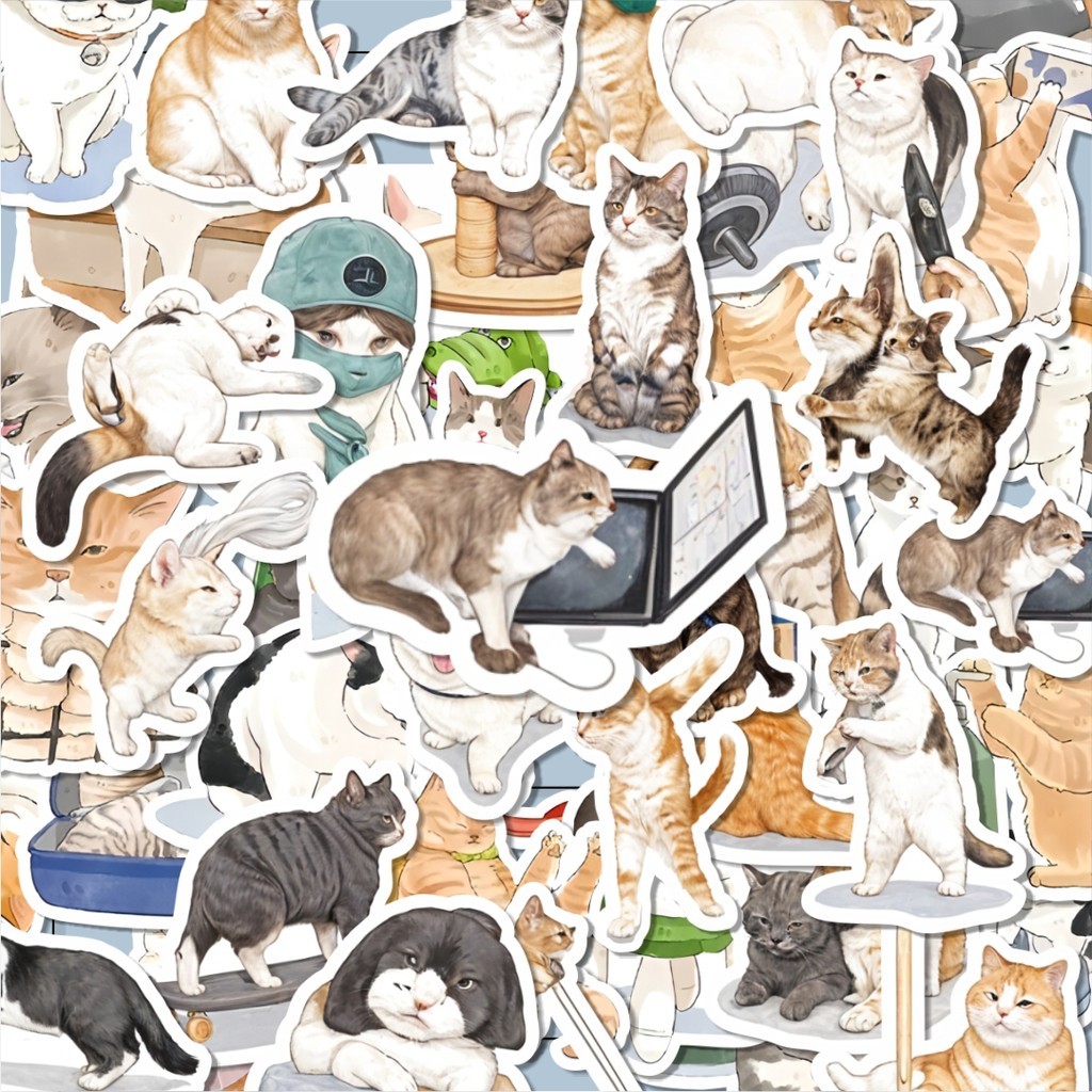 

100PCS Lucu Stiker Hewan Funny Cat [Kucing Lucu] Stiker Aesthetic Stiker Anti Air Stikers Berperekat Waterproof sticker decal buat Motor Helm Buku Journal Koper Casing HP Laptop Botol Minum Hadiah anak
