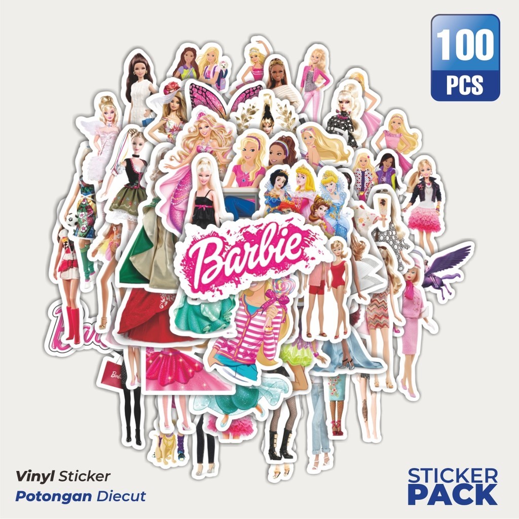 

Stiker Vinyl Stiker Kartun Barbie Waterproof Aesthetic- Untuk Laptop, Motor, dan Helm - Paper Stationery Pack