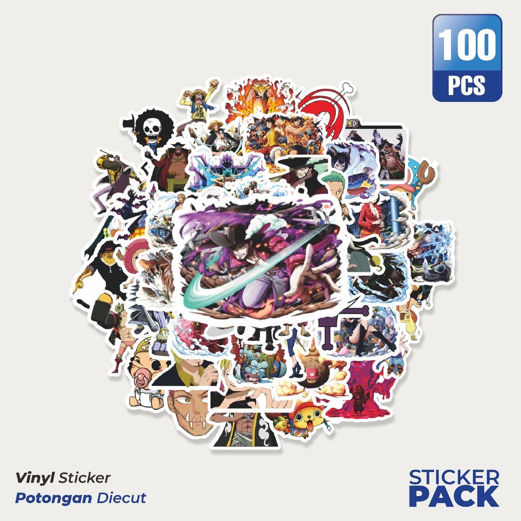 

Stiker Vinyl Stiker Anime One Piece Waterproof Aesthetic- Untuk Laptop, Motor, dan Helm - Paper Stationery Pack