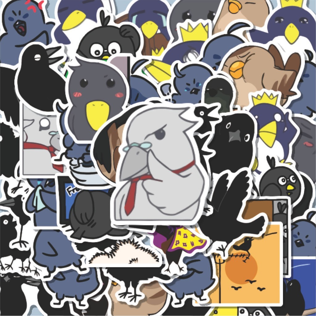 

100PCS Lucu Stiker Burung Gagak Stiker Aesthetic Stiker Anti Air Stikers Berperekat Waterproof sticker decal buat Motor Helm Buku Journal Koper Casing HP Laptop Botol Minum Hadiah anak