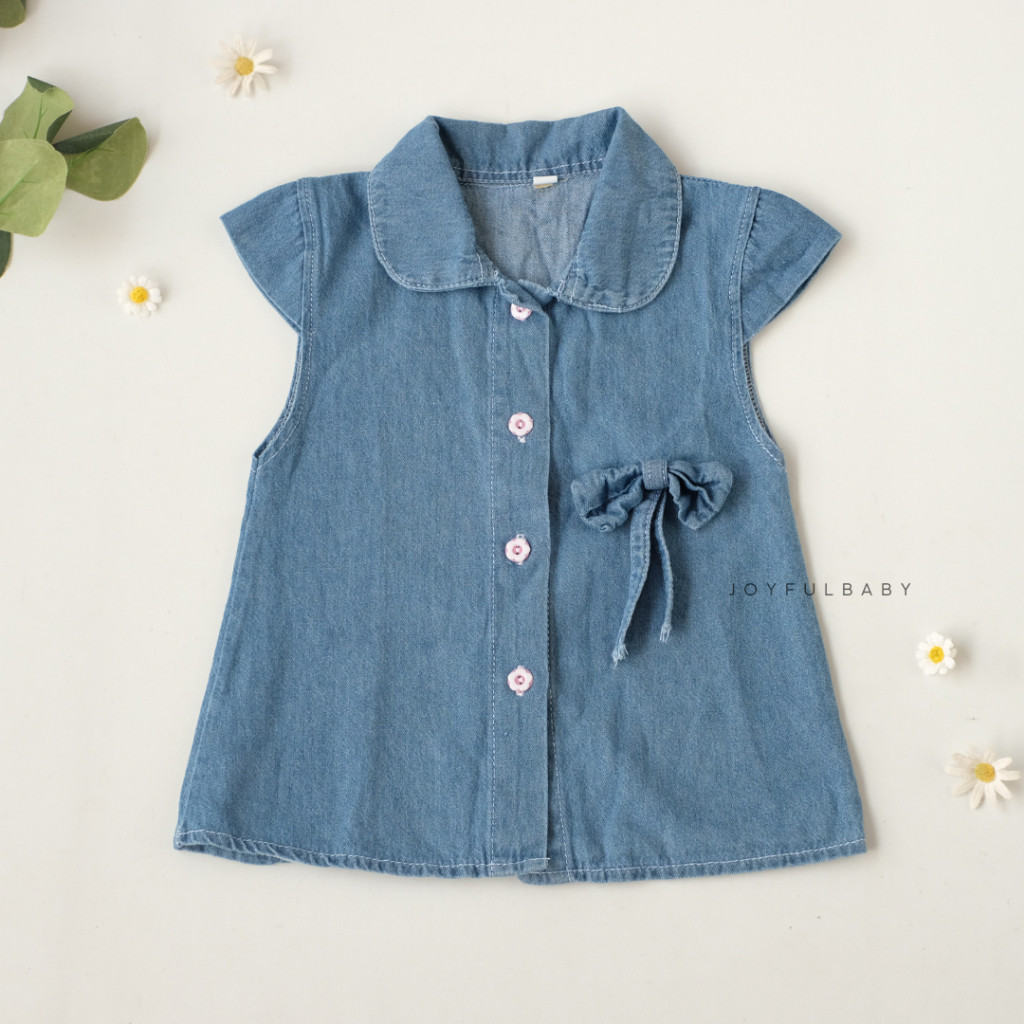 JOYFULBABY Dress Ribbon Jeans Anak Perempuan
