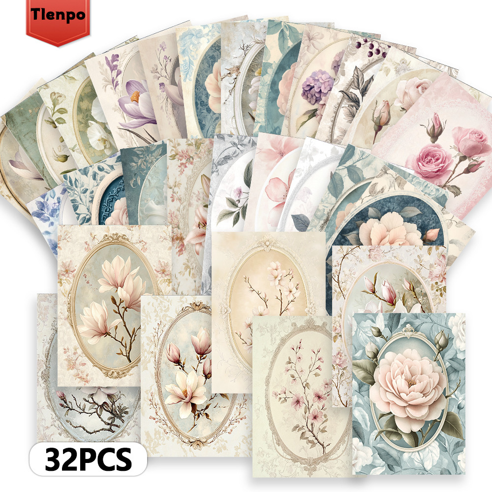 

32pcs, retro floral series postcards, country style, roses, lavender, tulips, wall decorations, for mailing and collection