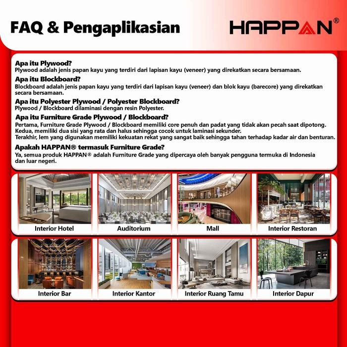 HAPPAN - Polyester Plywood | Triplek Melamin Putih, Paling Diminati oleh Pelanggan Indonesia - 1 Muk