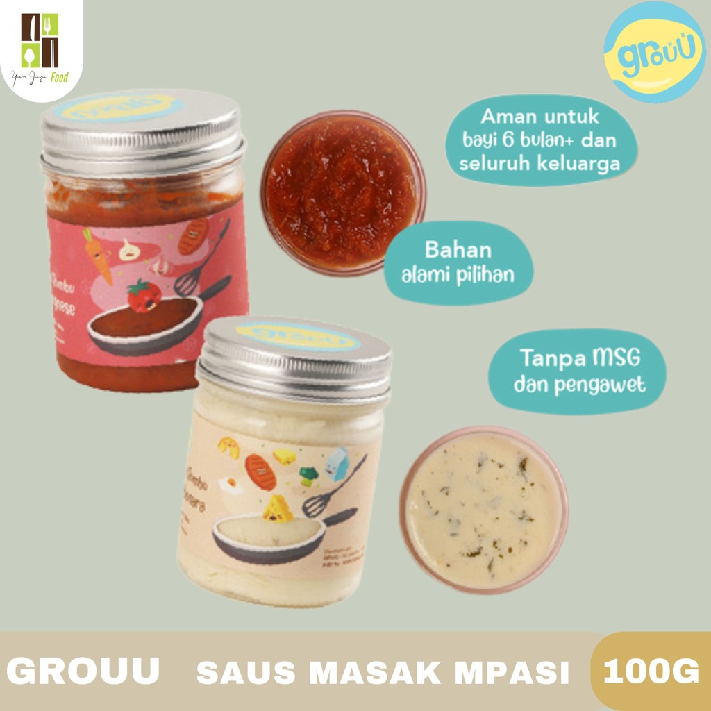 

Grouu Saus Masak MPASI 100g / Bumbu Saus Bolognese / Bumbu Saus Carbonara / Refill (Pouch) / No MSG / Bumbu Alami / Untuk Anak