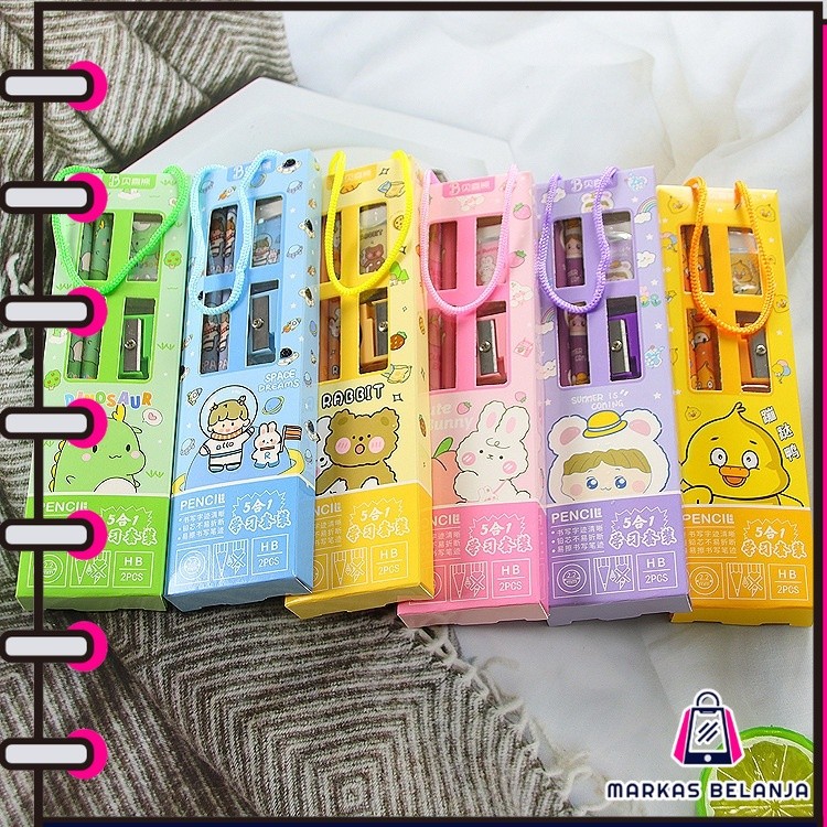 

2013 Stationary Set Pensil Set Alat Tulis Sekolah 5 In 1 Karakter Set Pensil Pola Kartun Y1905