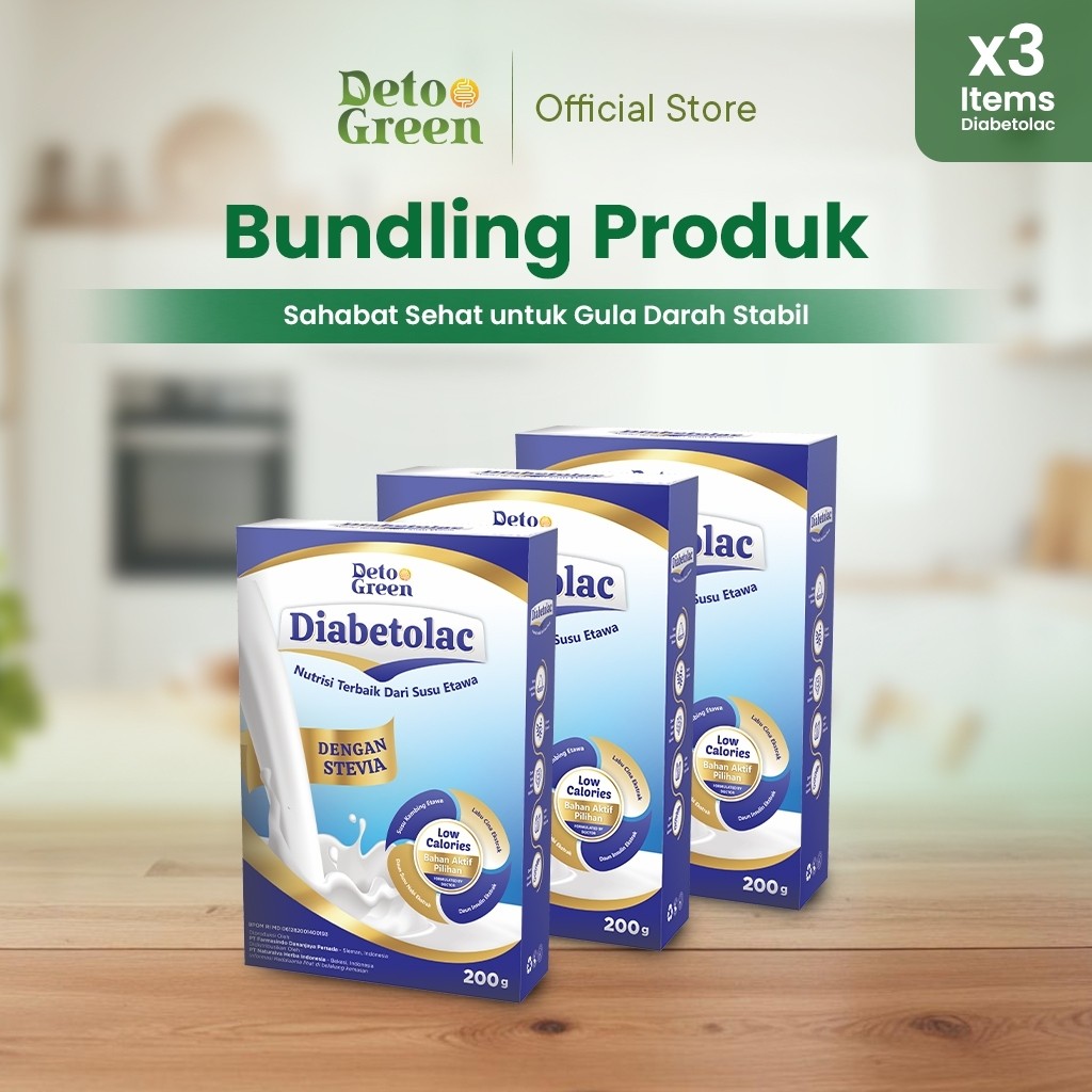 

DIABETOLAC Paket 3 Susu Kambing Murni Dengan Pemanis Alami Stevia Rendah Kalori