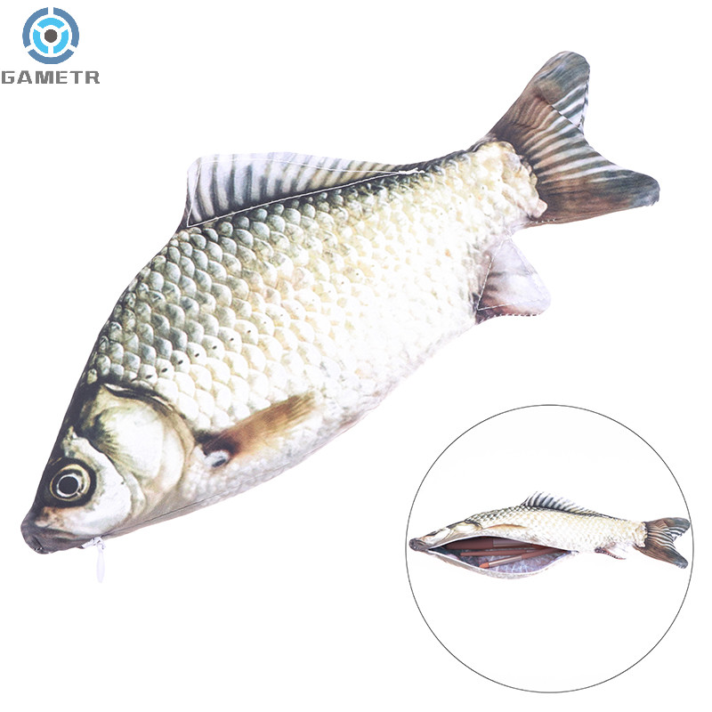 

Crucian Carp Pen Bag Realistic Fish Shape Make-up Pouch Pen Pencil Case With Zipper Back To School Pencil Pouch Pencil Bag