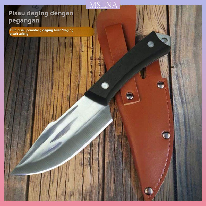 Pisau daging genggam, pisau pemotong daging barbekyu, luar ruangan portabel, pemotong sayur, penempa