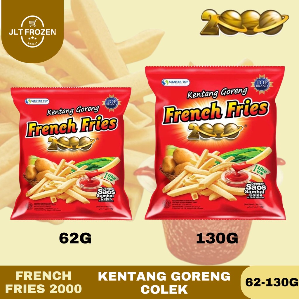 

French Fries Premium 2000 62g / 130g / Kentang Goreng / Snack Ketang / Cemilan / Potato & Sambal Colek