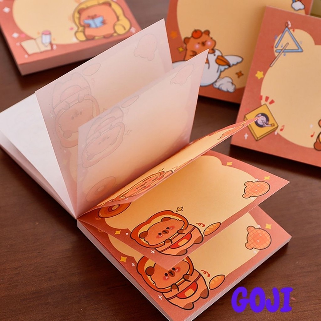 

GOJI Stick Note Capybara Isi 50 Lembar Motif Random Memo Pad Sticky Notes Catatan Kertas Tempel Lucu MO