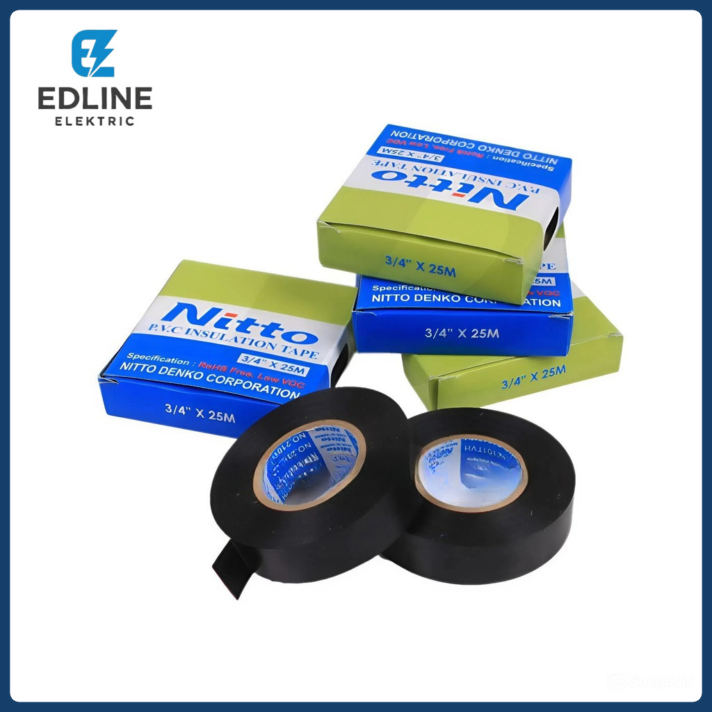Nitto Tape Pvc Insulation 3/4 X 30M (Hitam) /solasi Listrik Nitto / Isolasi Nitto / Lakban Nitto