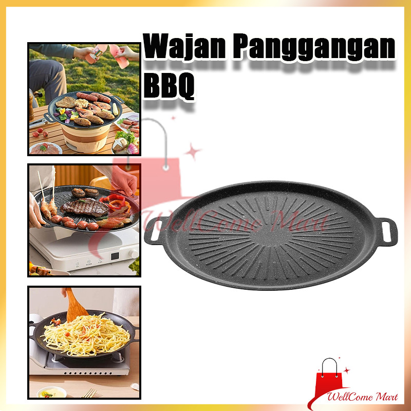 Grill Pan BBQ Alat Panggang Daging Bulat Kompor Ala Korea Anti