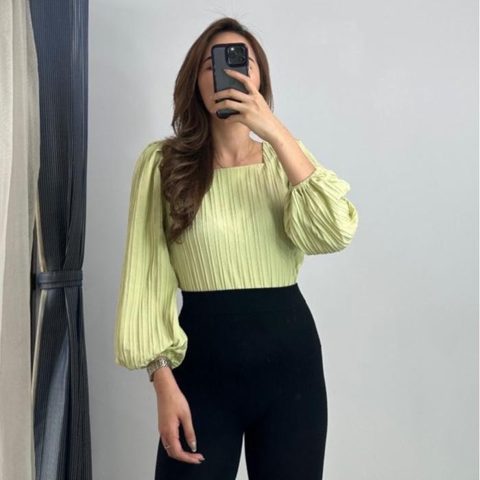 "S.LN.S" - TERBARU GBY CLOTHING - SHERLY BLOUSE Panjang Wanita - GREEN