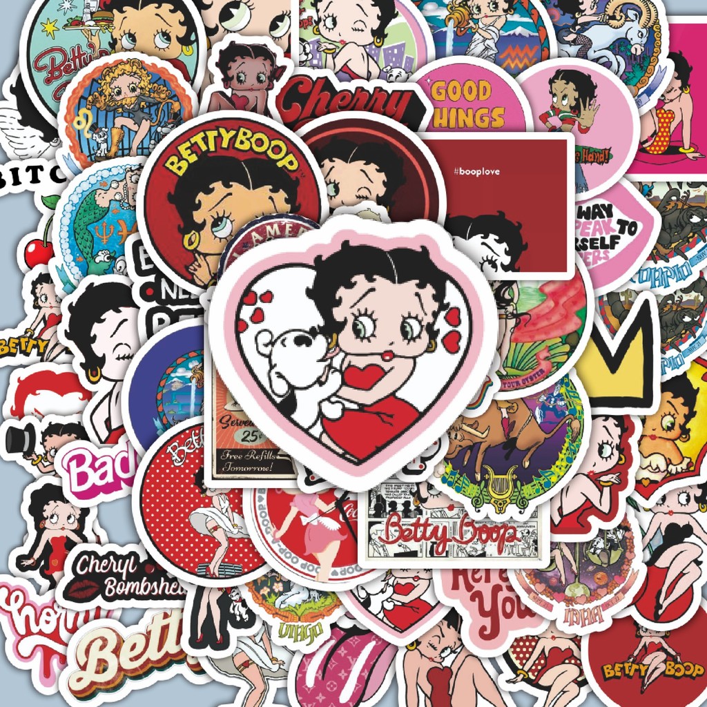 

100PCS Lucu Stiker Kartun Betty Stiker Aesthetic Stiker Anti Air Stikers Berperekat Waterproof sticker decal buat Motor Helm Buku Journal Koper Casing HP Laptop Botol Minum Hadiah anak