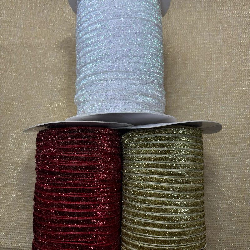 

1 YARD PITA VELVET GLITER KASAR SIZE 6 MM | PITA BELUDRU GLITER KASAR