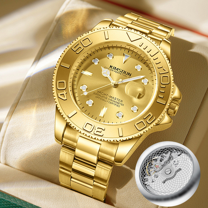 

Jam Tangan Pria Emas Baru Yacht Terlaris Jam Tangan Pria Tali Baja Kalender Kerangka Jam Quartz Jam Tangan Mekanik Palsu Emas Pria