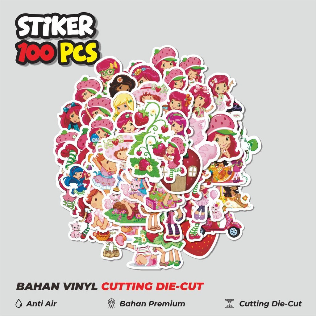 

Terbaru! 50 pcs Stiker Kartun Strawberry Shortcake Dekorasi Lucu Kreatif untuk Notebook, Skateboard, HP