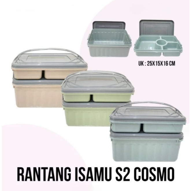New {Grosir} 12PCS Rantang susun persegi panjang 2 susun 4 sekat rantang hajatan besar rantang plast
