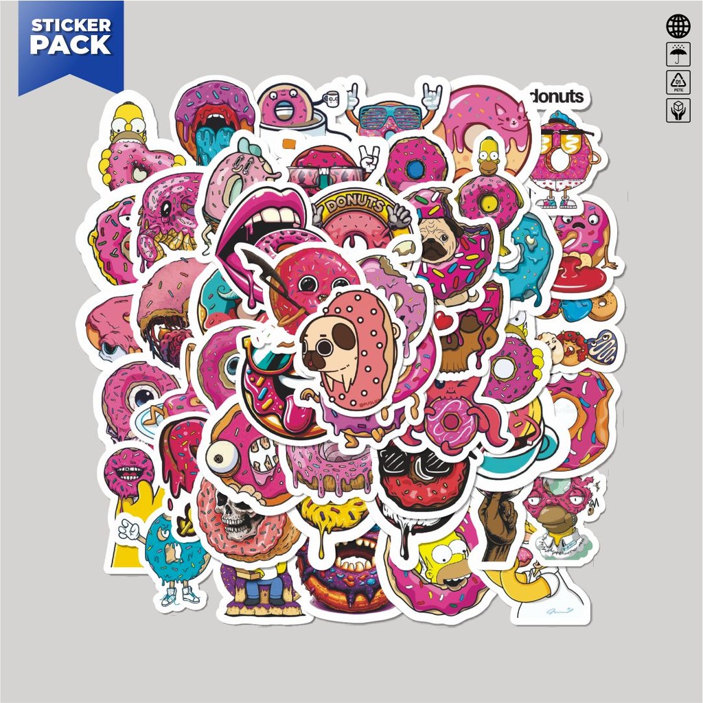 

[100PCS]Stiker Pack Stiker I Want A Donut Series Aesthetic Vinyl Anti Air Dekorasi Sticker Laptop Buku Journal Koper Helm Casing HP Gitar Helm Skateboard