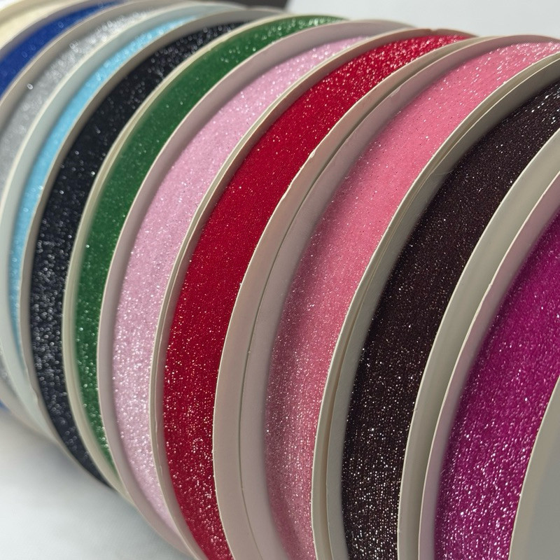 

1 YARD - 2,5 CM GROSIR PITA BLUDRU GLITER HALUS SILVER | VELVET GLITER SILVER (1")