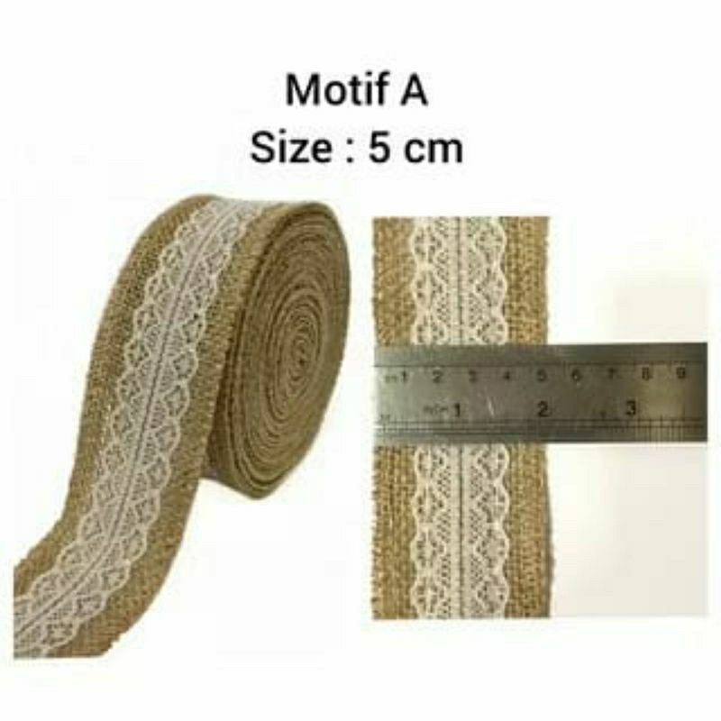 

10 METER & 25 METER - KAIN GONI / PITA GONI COKLAT RENDA / SIZE 5 CM / HESSIAN BURLAP JUTE