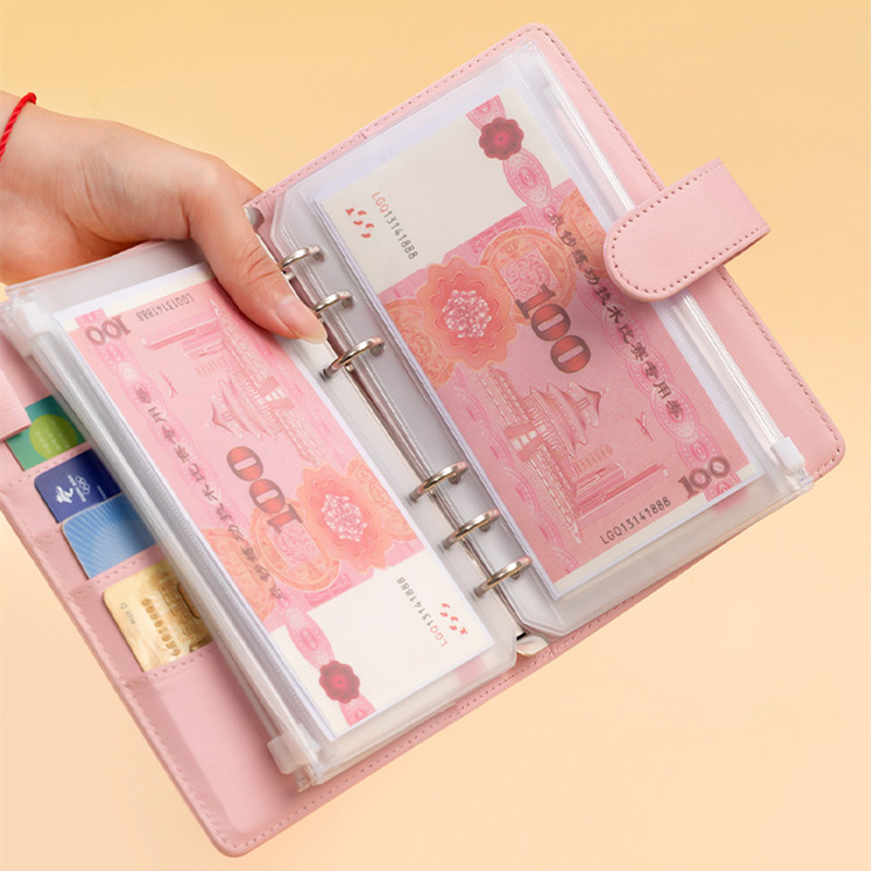 

Color A6 Budget Binders Planner 6 Hole 8 Zipper Envelopes 2 Stickers in One NoteBook Wallet For Save Money Organizer Cash System