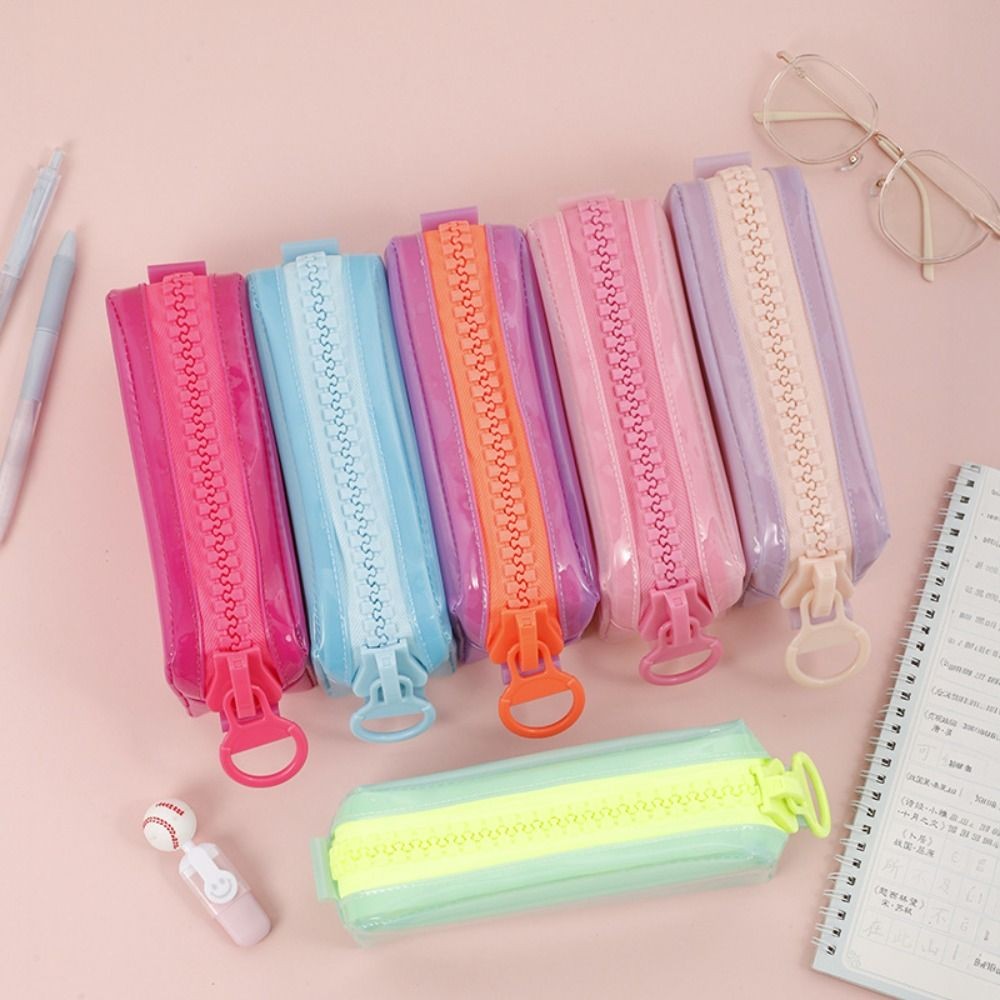 

Large Capacity Zipper Transparent Pencil Case Stationery Box High Appearance Large Capacity Pencil Bag Clear Stationery Holder