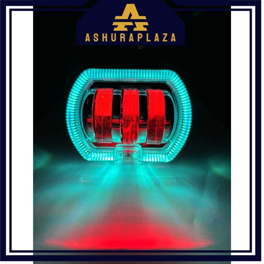 Projector BIled 3 Lensa 8D  Cut Off  Lampu Tembak LED biled 3inch Shroud + Devil Laser U20