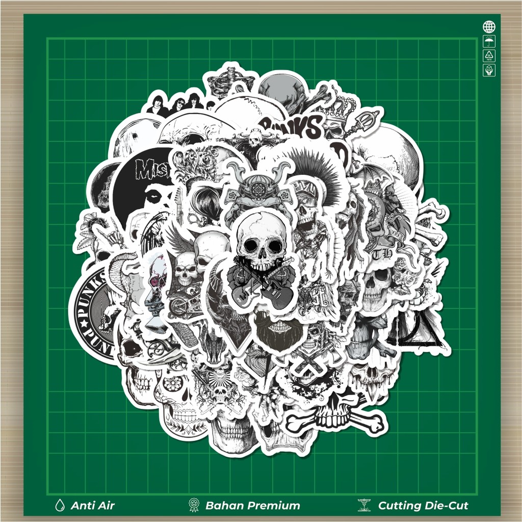 

HOT 50 PCS STIKER Stiker Punk Skull & Monster Art Classical Black & White Stiker Fashion Cars Decal Dingin Kartu Album Custom Vinyl Anti Air- Sticker Aesthetic Buku Journal Koper Casing HP Tablet Laptop Helm Motor Botol Minum