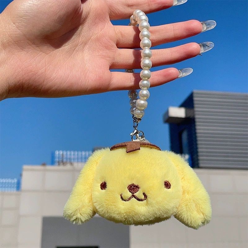 [GH] SANRIO PEARL KEYCHAIN - Keychain Fluffy Cinnamoroll Pompompurin My Melody Goms Home Miniso KKV